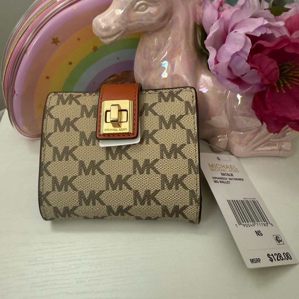 Michael Kors Beige and Brown Logo Wallet
